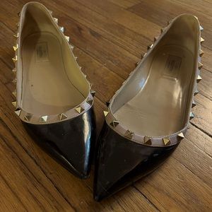 Valentino Patent Rockstud Ballet Flats, Size 40.5
